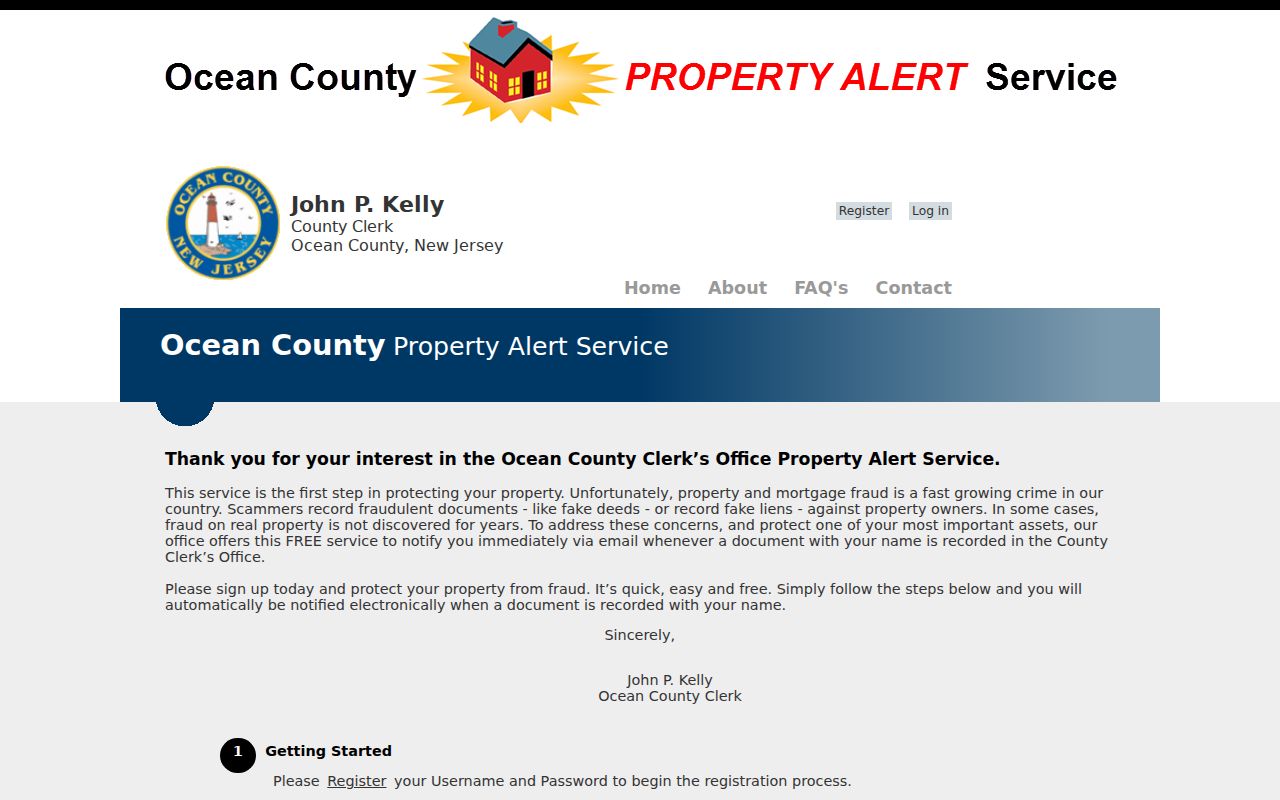 Ocean residents directory Property Alert service