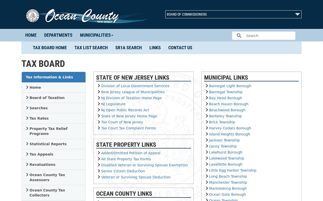 Ocean County neighbors research using the Tax Board parcel and assessment links