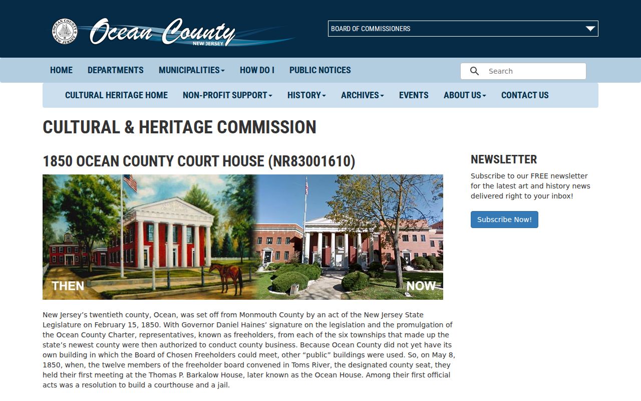 Ocean previous residents courthouse history and early county records context
