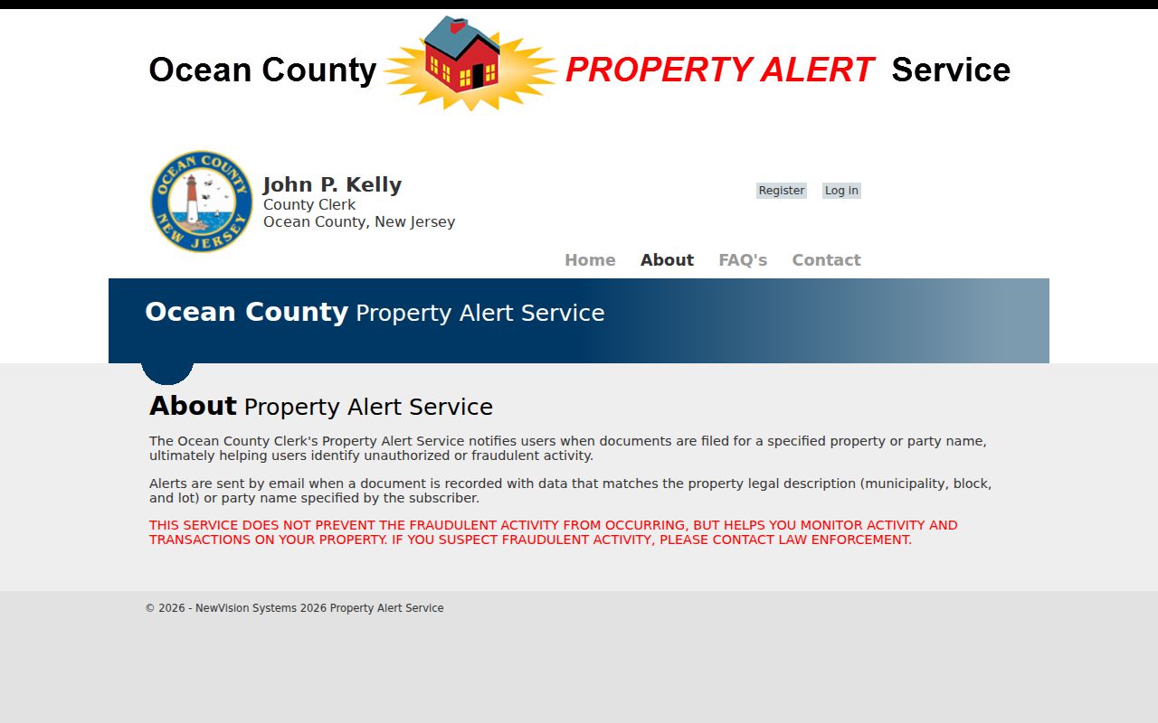 Ocean previous residents property alert information and monitoring limits