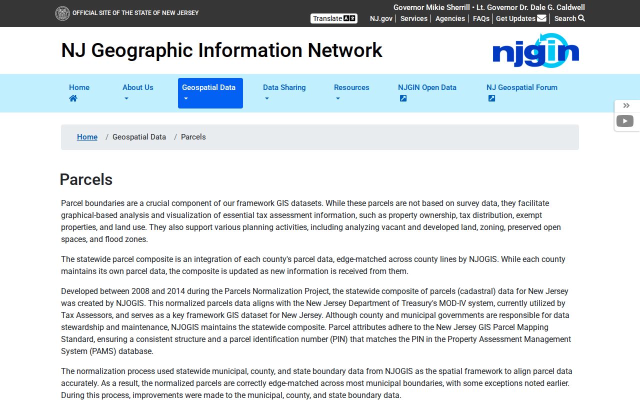 Ocean street directory New Jersey parcel data page