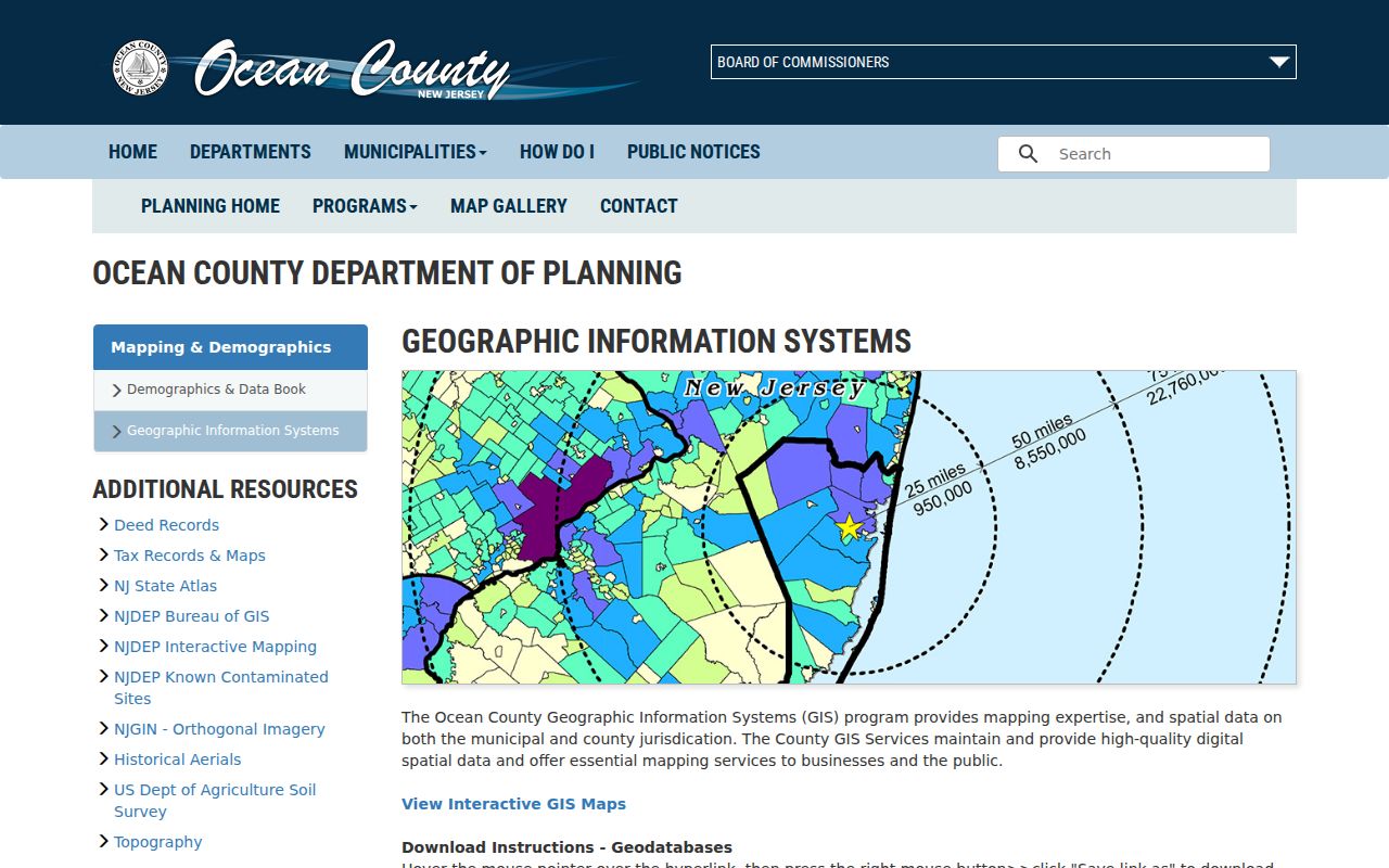 Ocean street directory GIS catalog and map resources